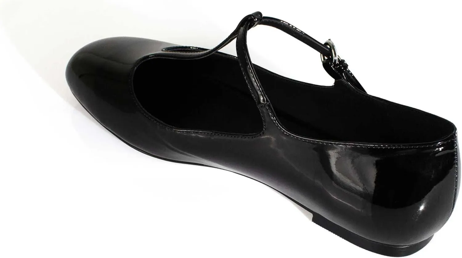 anteikira Women's Classy Round Toe Ballet Flats T-Strap Flats Patent Leather Comfortable Mary Jane Flats Shoes for Women Size 5.5-12US