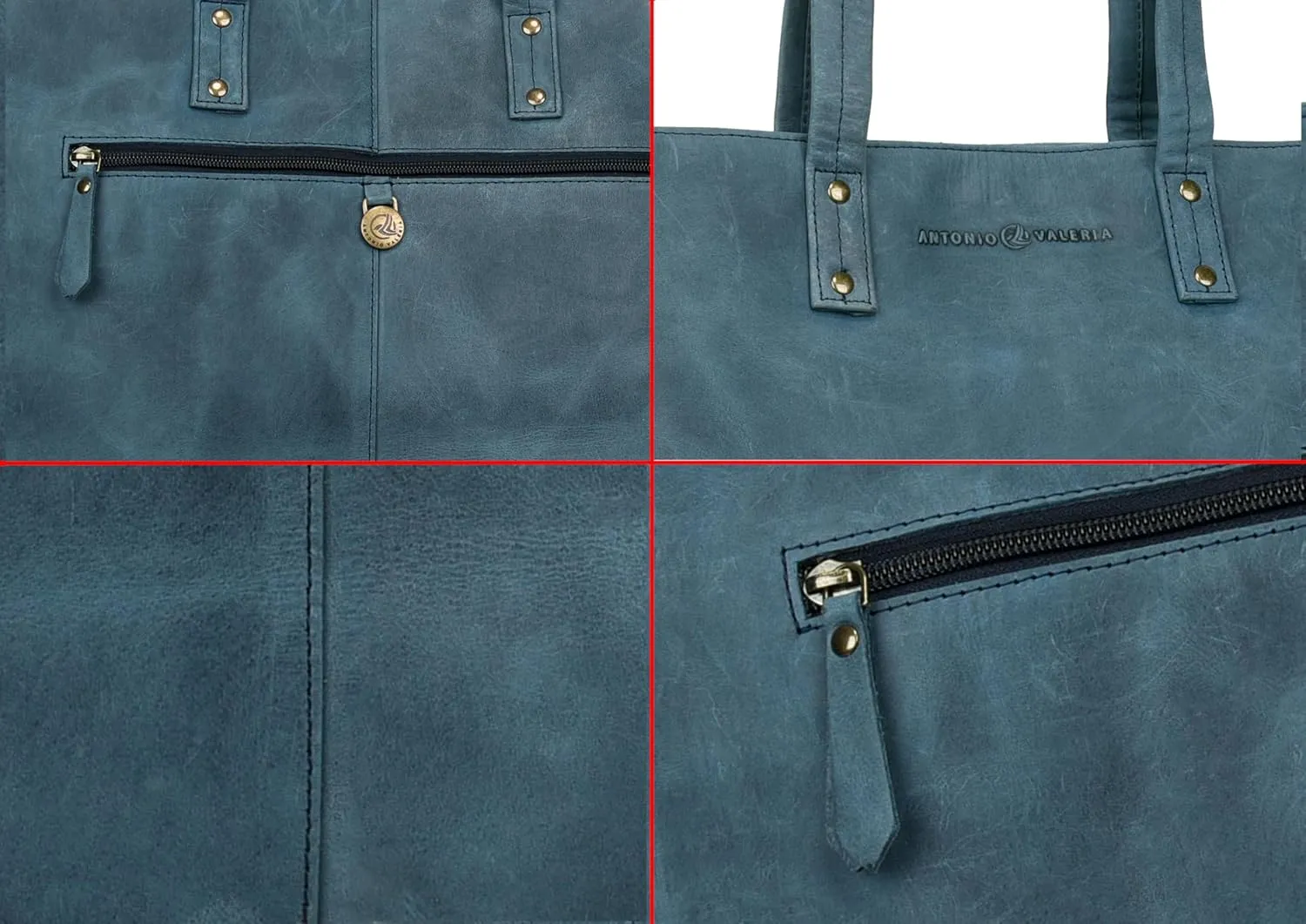 ANTONIO VALERIA Avery Leather Tote/Top Handle Shoulder Bag for Women