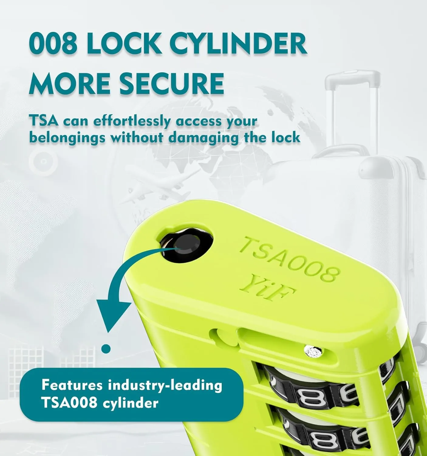 ANVIL 4 Digit Luggage Locks, TSA Locks for Luggage, Advanced TSA008 core, Alert Indicator for Your Travel Lock, Suitcase Lock. (2, Grass Green)