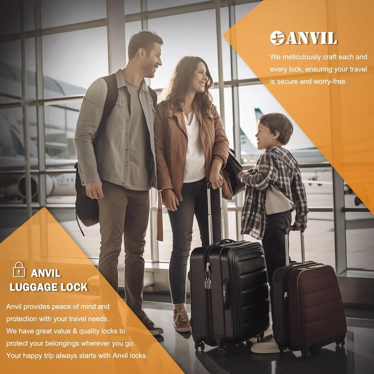 ANVIL TSA Locks for Luggage with Search Alert: Durable Cable Combination Locks, TSA Approved - Secure Travel Locks for Suitcases, Backpacks & Gun Cases (2, Orange)