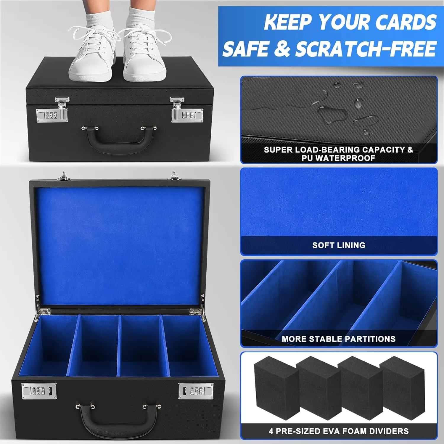 AOBOPLE Graded Card Storage Box,Holds 136  PSA/GMA Slab or 632  Toploaders,4 Row PSA Slab Case for Graded Cards Fits 3"x4" 35pt Cards,Compatible with BGS/HGA/SGC/CSG Slab Cases