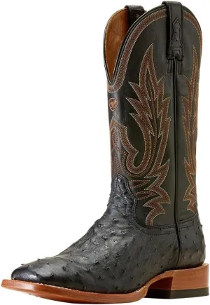 ARIAT Mens Showboat Black Full Quill Ostrich Vamp Ancient Black Top Boot Black 12 D