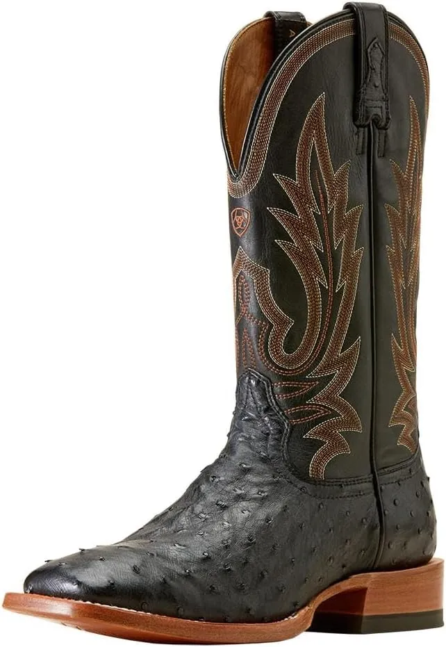 ARIAT Mens Showboat Black Full Quill Ostrich Vamp Ancient Black Top Boot Black 9.5 D
