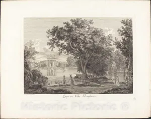 Art Print : Albert Christoph Dies, Lago in Villa Borghese, 1792, Historic Wall Décor : 10in x 08in