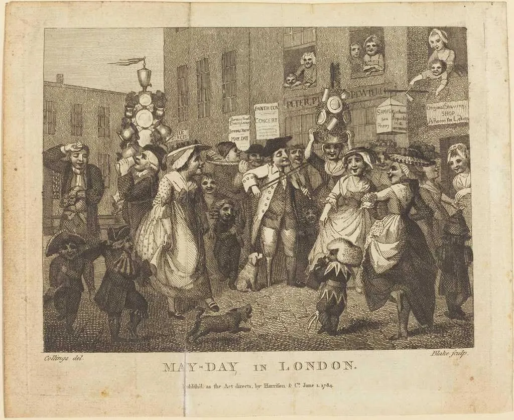 Art Print : Blake After Collings, May-Day in London, 1784, Historic Wall Décor : 10in x 08in