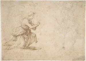 Art Print : Fra Bartolomeo (Bartolomeo di Paolo del Fattorino) - The Annunciation (Recto); Faint View of Buildings (Verso) : Vintage Wall Décor : 12in x 08in