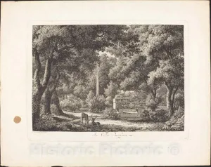 Art Print : Johann Christian Reinhart, in Villa Borghese, 1794, Historic Wall Décor : 10in x 08in