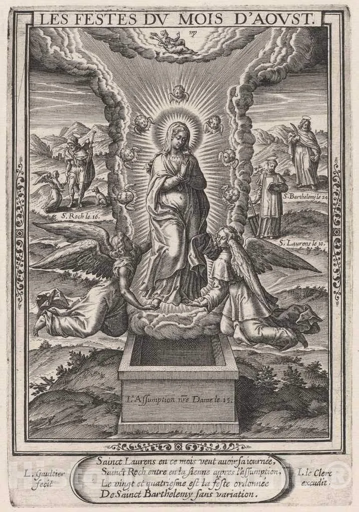 Art Print : Léonard Gaultier, Les Festes du Mois d'Aoust (August: The Assumption), 1603, Historic Wall Décor : 24in x 36in