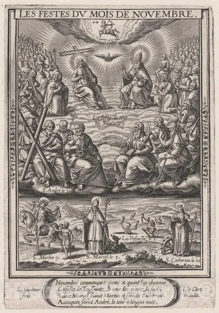 Art Print : Léonard Gaultier, Les Festes du Mois de November (November: All Saints), 1603, Historic Wall Décor : 24in x 36in