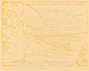 Art Print : Maurice Dumont, Carmosine, 1895, Historic Wall Décor : 14in x 11in