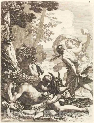 Art Print : Michel Dorigny, Bacchanal with Sleeping Bacchus, 1650s, Historic Wall Décor : 08in x 10in