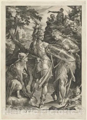 Art Print : Muller, After Spranger, Minerva and Mercury Arming Perseus, 1604, Historic Wall Décor : 08in x 10in