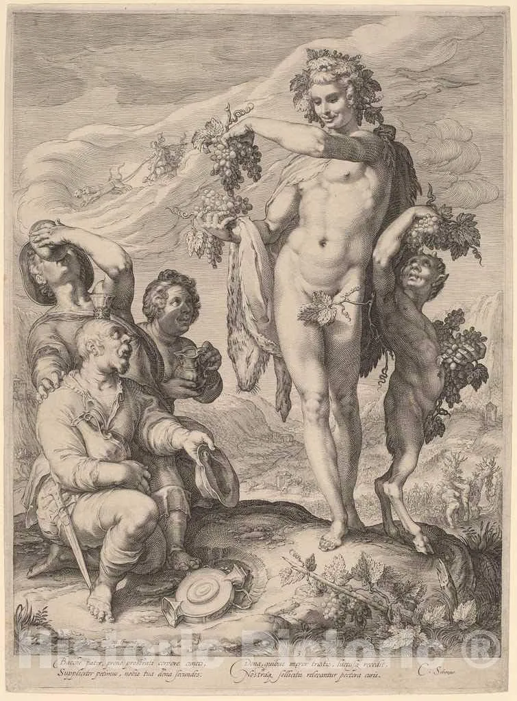 Art Print : Saenredam, After Goltzius, The Cult of Bacchus, 1596, Historic Wall Décor : 08in x 10in