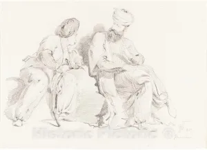 Art Print : Sir George Hayter, Two Men in Oriental Dress, 1827, Historic Wall Décor : 24in x 18in