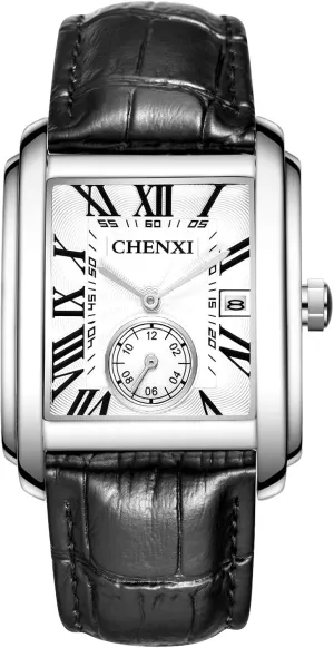 Avaner Men's Square Watches Vintage Leather Analog Quartz Dress Wristwatch with Calendar