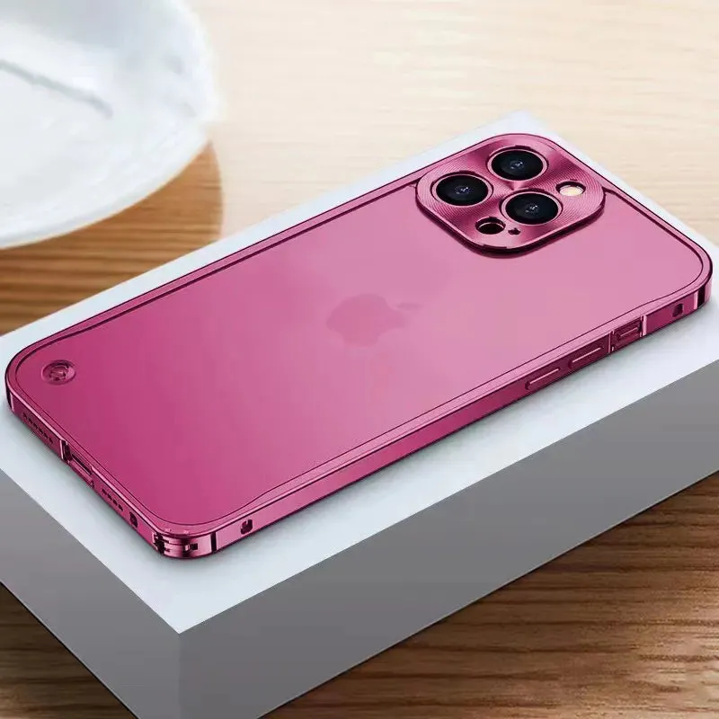 Aviation Aluminum Metal Frame Case For iPhone With Translucent Back Cover