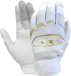 Axe Pro-Fit Batting Gloves White/Gold Cabretta Leather Adult S