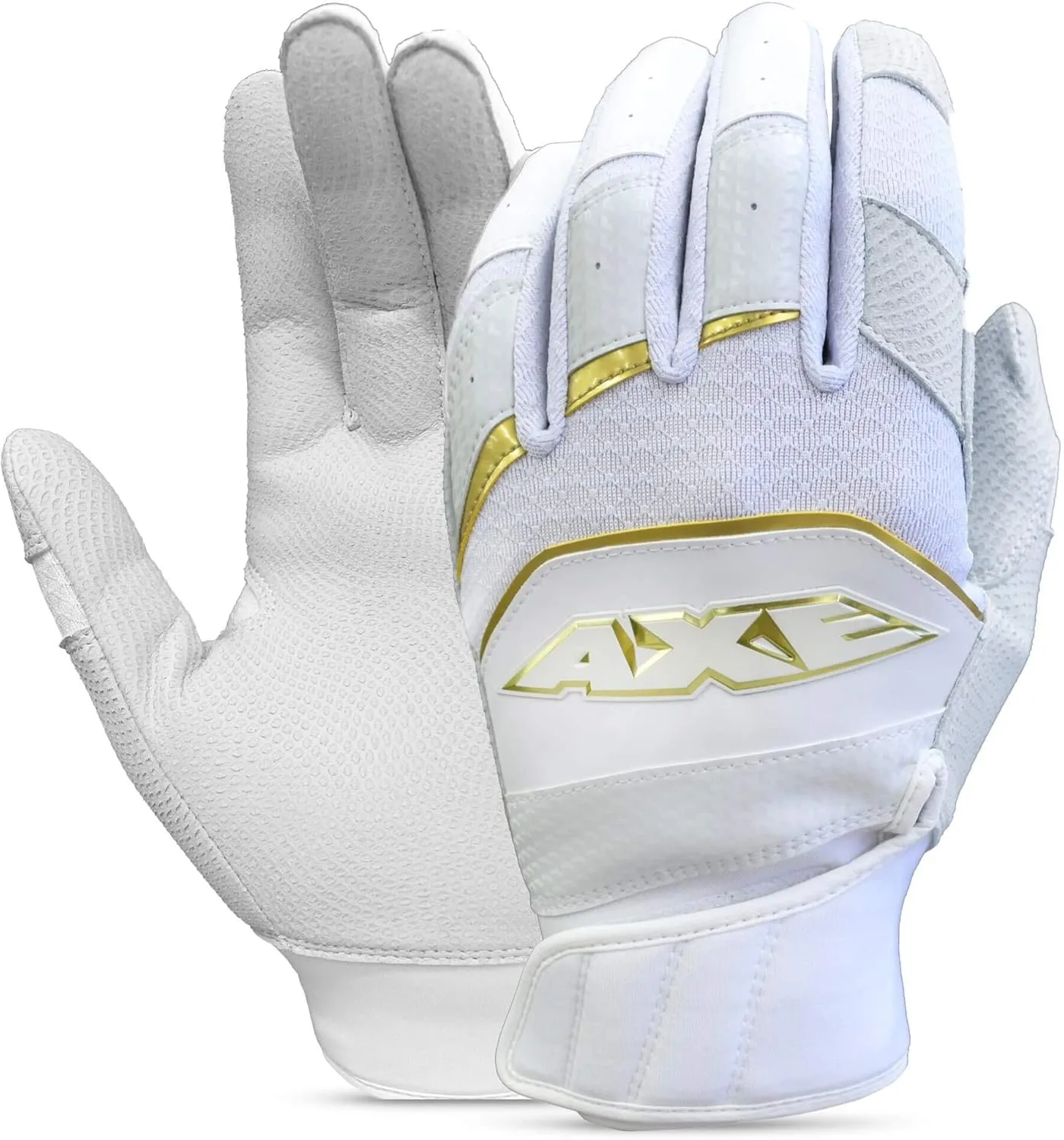 Axe Pro-Fit Batting Gloves White/Gold Cabretta Leather Adult S