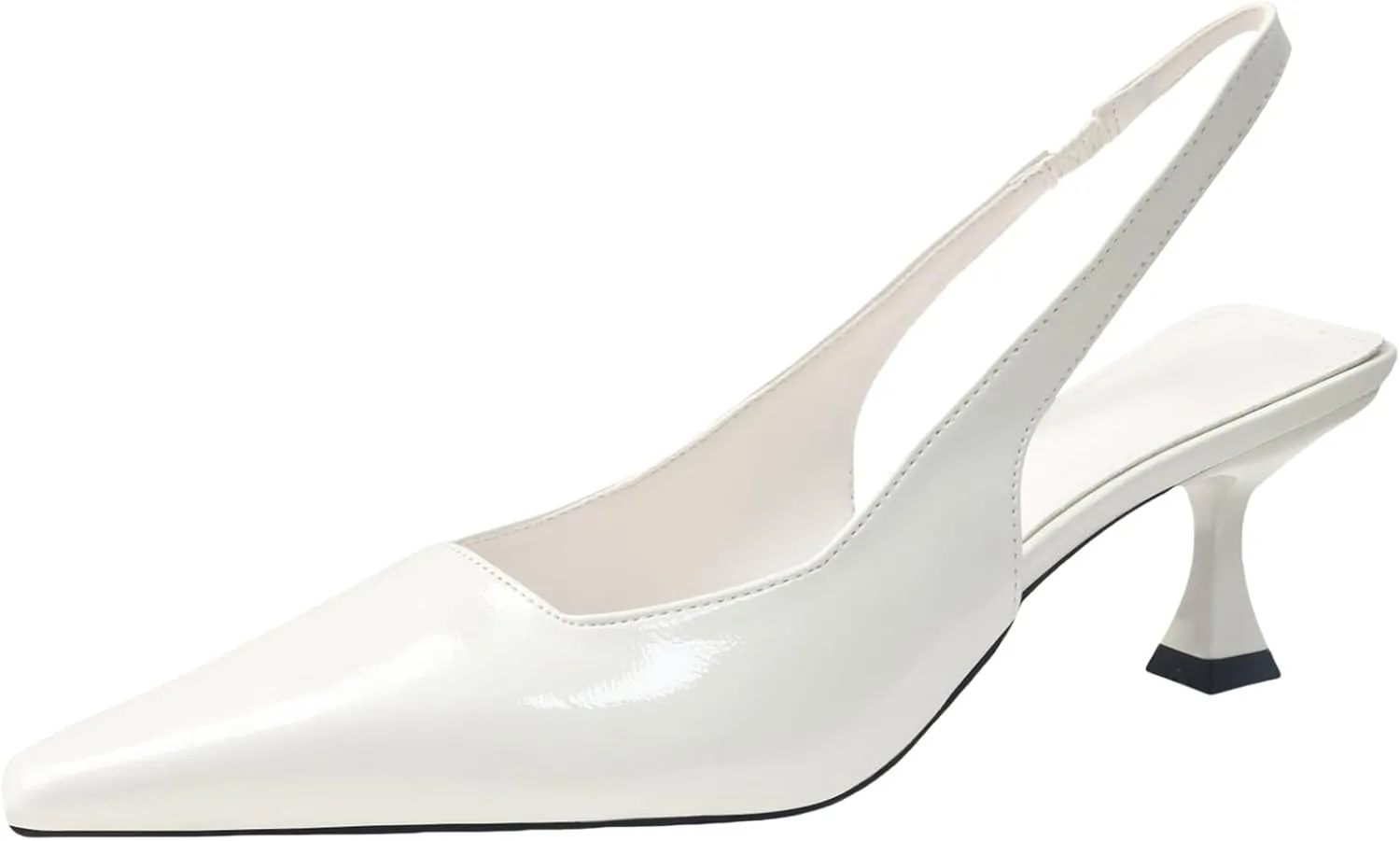 baobeijiadao Womens Kitten Heel Pumps Slingback Pointed Toe Heels Slip On Closed Toe Heeled Sandals Patent Leather Dress Shoes for Women