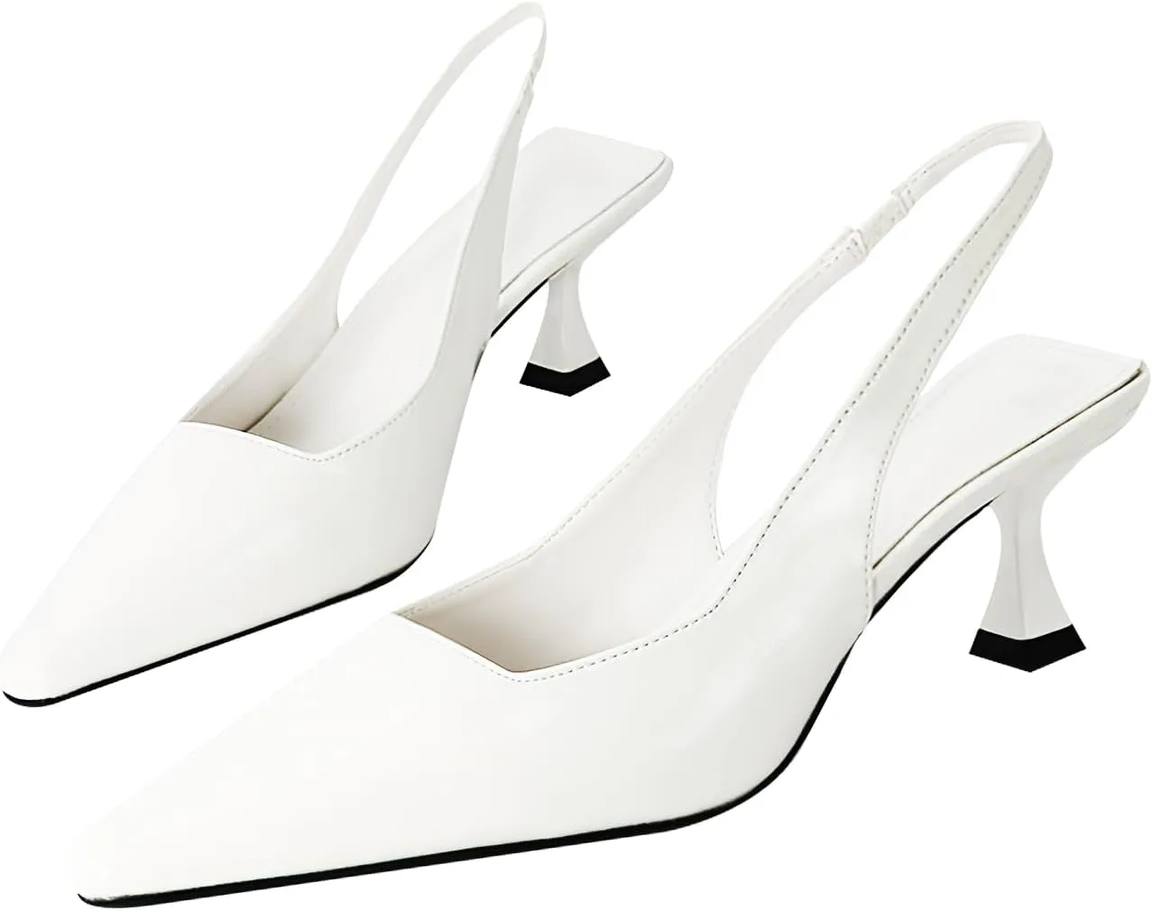 baobeijiadao Womens Kitten Heel Pumps Slingback Pointed Toe Heels Slip On Closed Toe Heeled Sandals Patent Leather Dress Shoes for Women