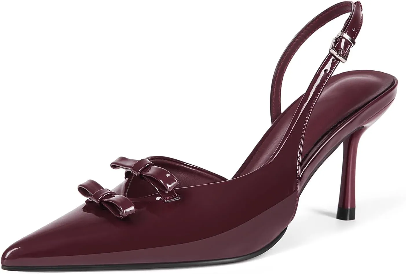 baobeijiadao Womens Pointed Toe Pumps Slingback Bow Stiletto Heels Closed Toe Heeled Sandals Slip On Dress Shoes for Women