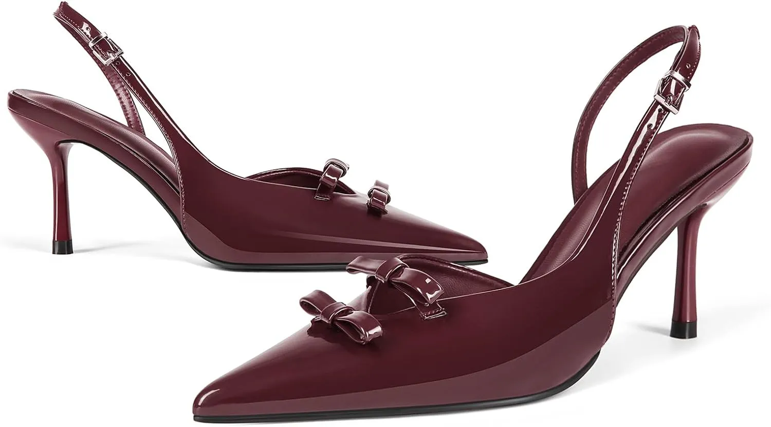 baobeijiadao Womens Pointed Toe Pumps Slingback Bow Stiletto Heels Closed Toe Heeled Sandals Slip On Dress Shoes for Women