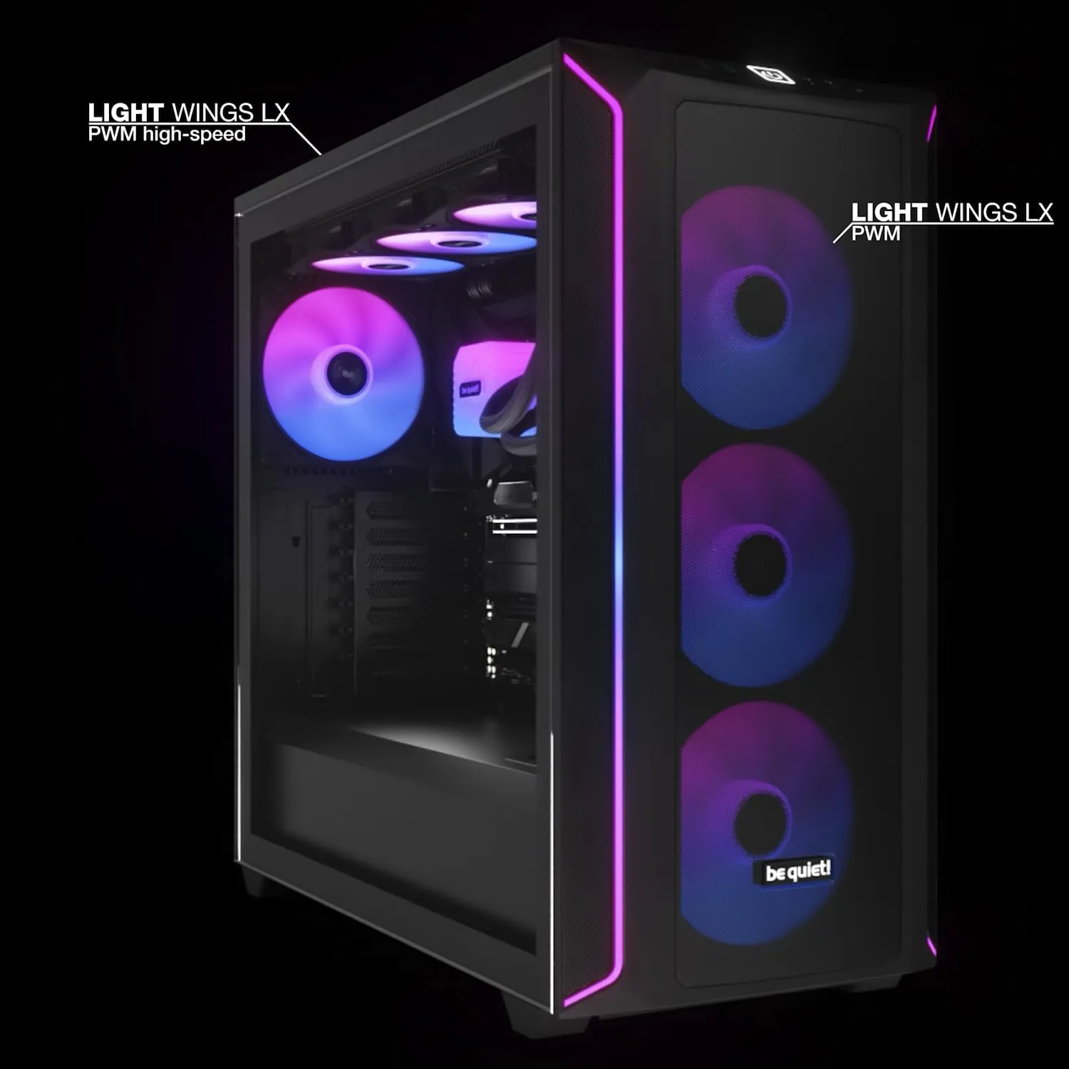 be quiet! Light Wings LX 120mm PWM PC Case Fan | Black | Triple-Pack | BL121