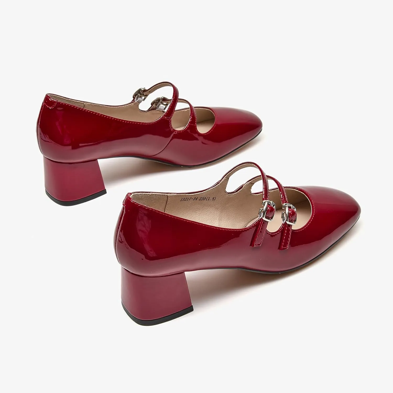 BEAU TODAY Mary Jane Pumps for Women, Women’s Chunky Heels Mary Janes Shoes, Patent Leather Pumps Platform Closed Square Toe Comfortable Buckle Strap Dress Shoes for Women
