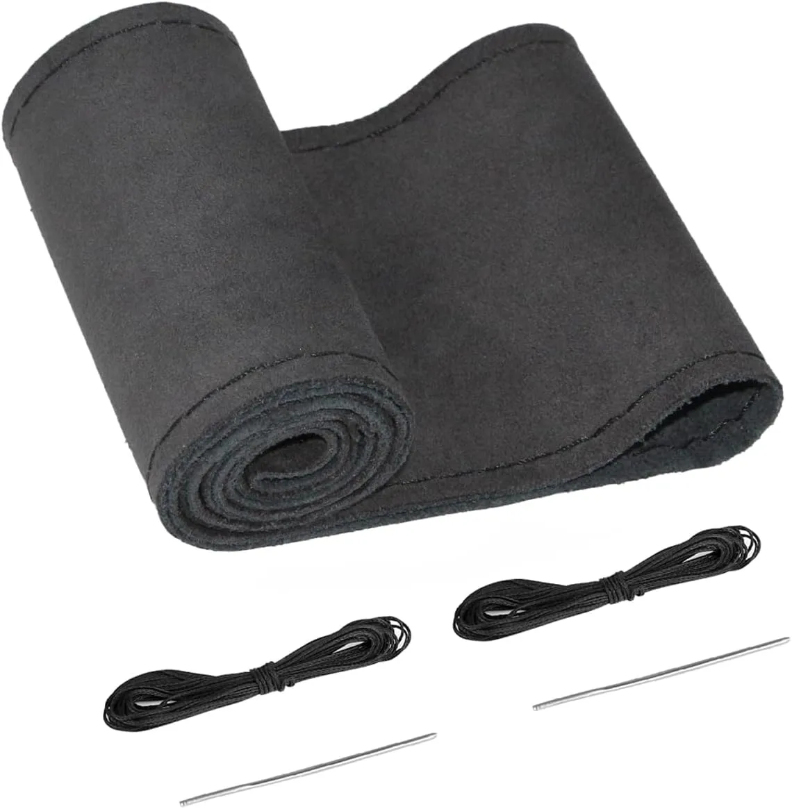 BELINOUS Suede Steering Wheel Leather Wrap (Size S3, Black)