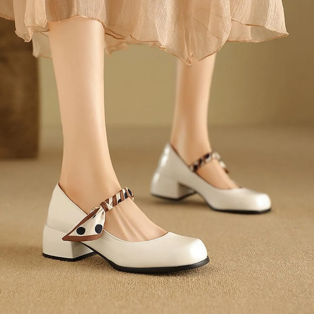 Big Size Women's Patent Leather Lolita Shoes Polka Dot Ribbon Mary Jane Platform Chunky Heeled Pumps Comfort Square Toe Dressy Shoes for Wedding Work Office