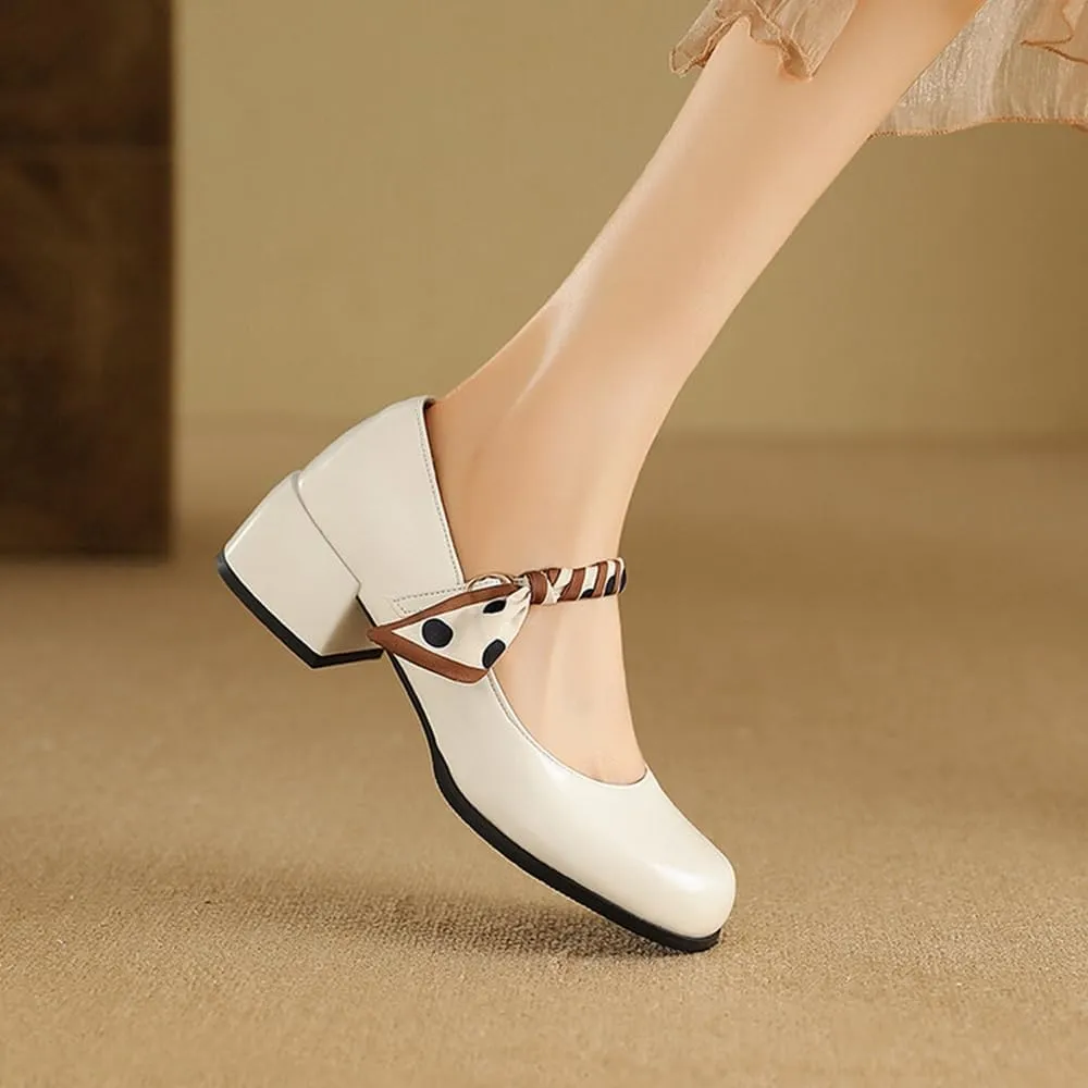 Big Size Women's Patent Leather Lolita Shoes Polka Dot Ribbon Mary Jane Platform Chunky Heeled Pumps Comfort Square Toe Dressy Shoes for Wedding Work Office