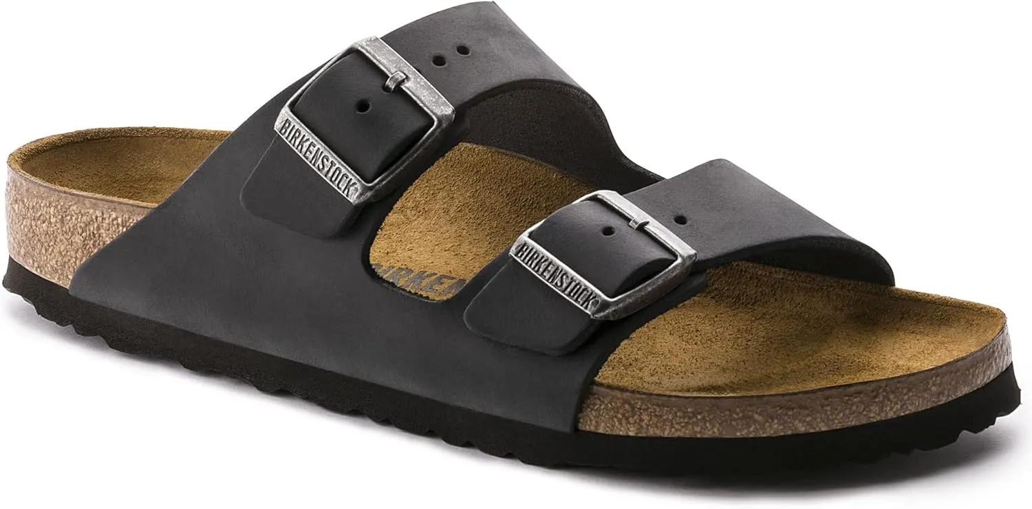 Birkenstock Arizona Oiled Leather Sandals,Black Oiled Leather,42 N EU