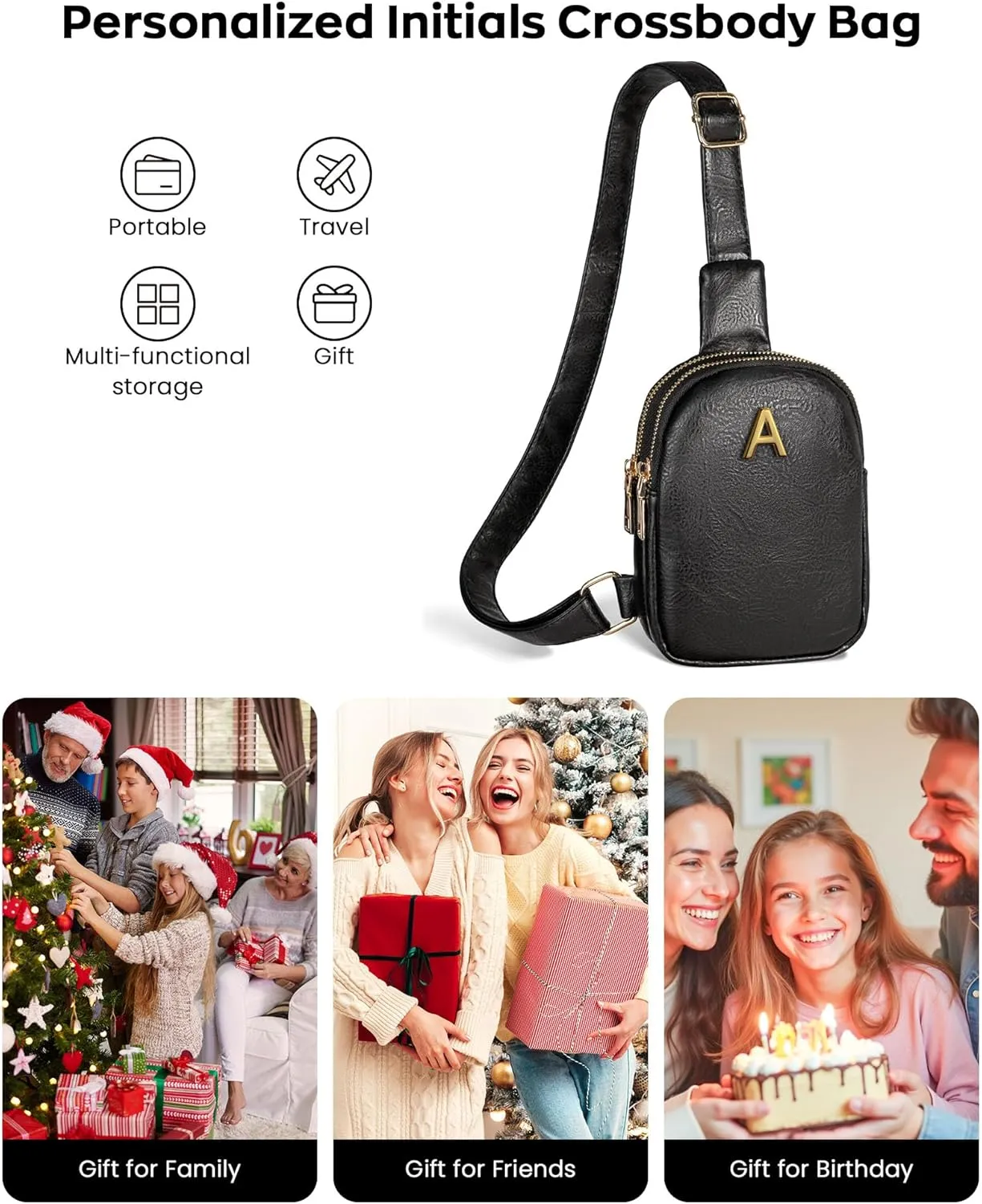 Birthday Gifts, Monogrammed Crossbody Purse for 8 9 10 11 12 13 14 15 16 Girls, Mini Sling Bag Crossbody for Women, Cool Stuff for Teen Girls, Teacher Appreciation Gifts, Stylish Trendy Stuff