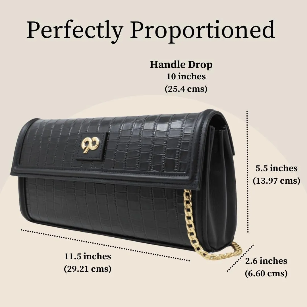 Black Kaya Clutch Bag in Premium Genuine Leather
