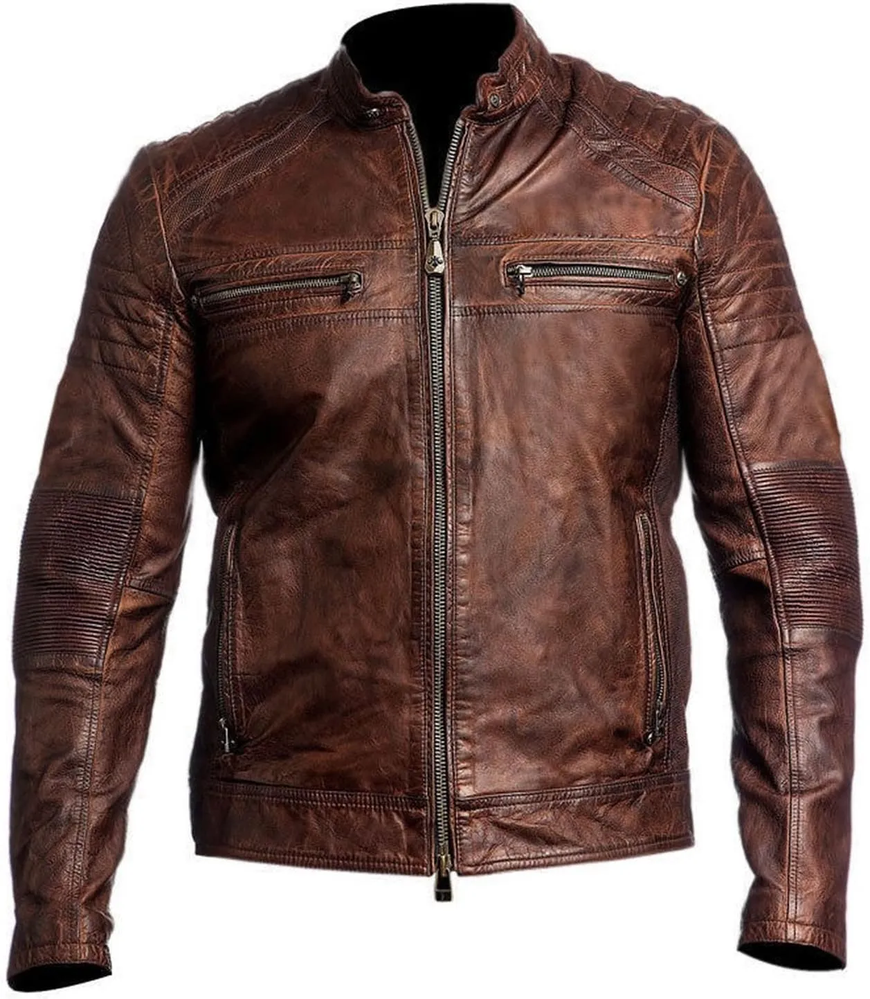 Black Leather Jacket Men - Black Real Lambskin Mens Motorcycle Jacket
