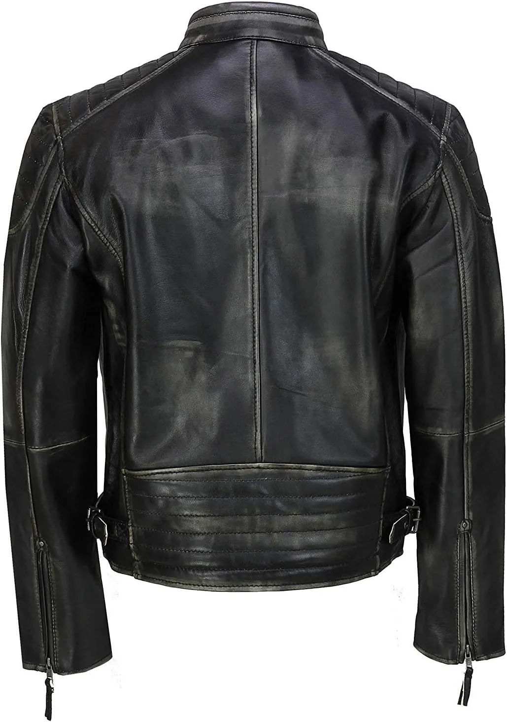 Black Leather Jacket Men - Black Real Lambskin Mens Motorcycle Jacket