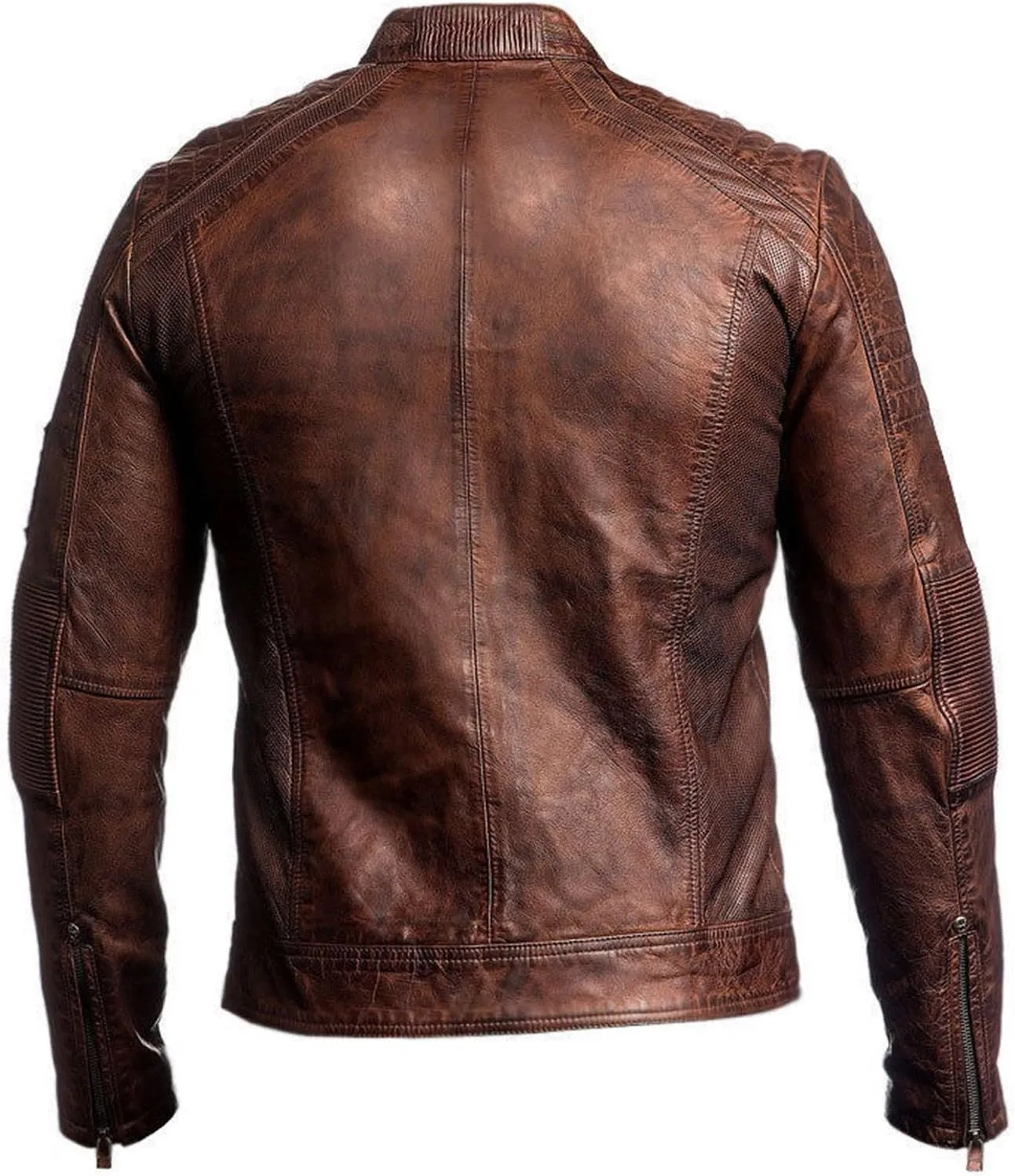 Black Leather Jacket Men - Black Real Lambskin Mens Motorcycle Jacket