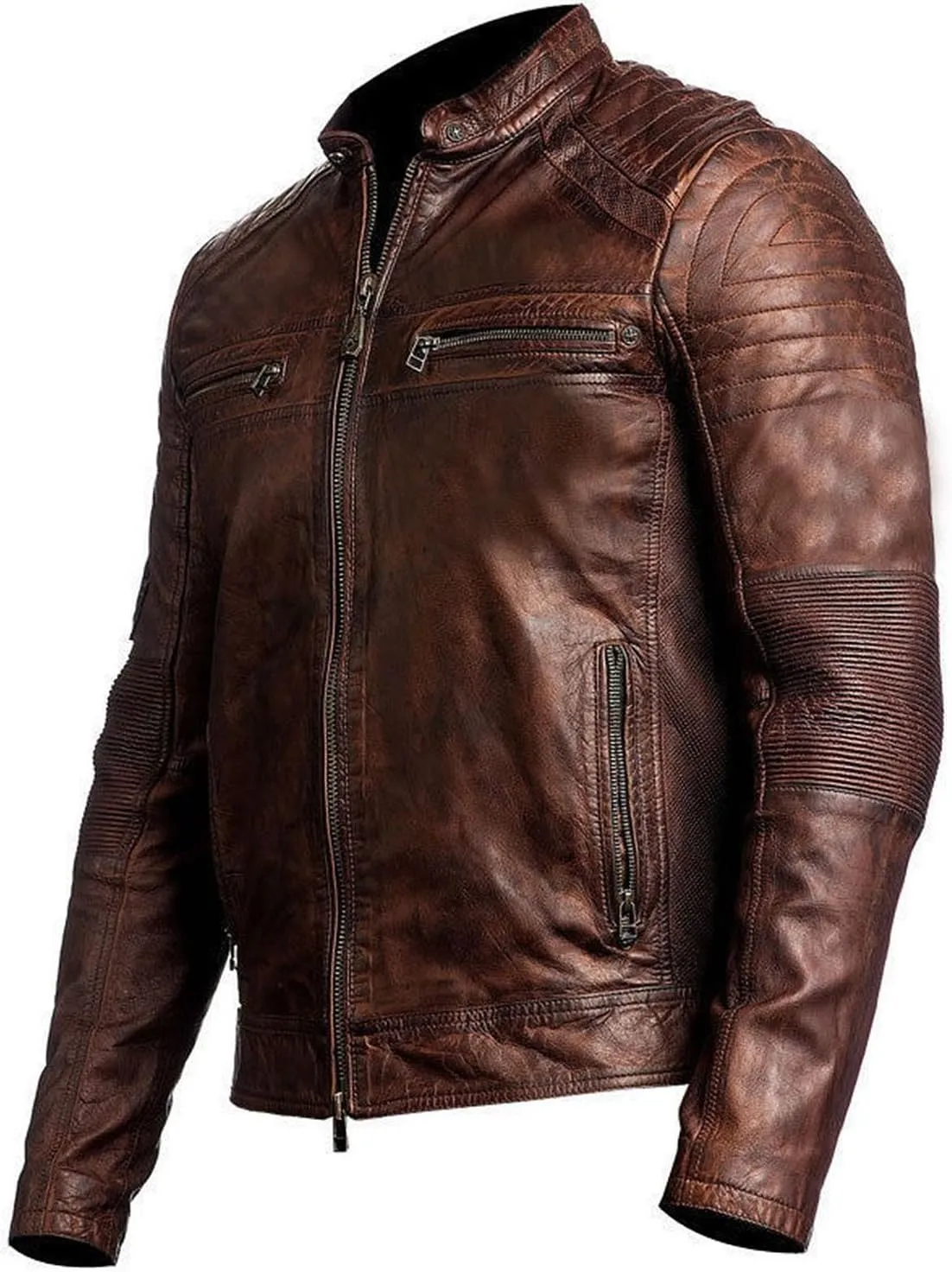 Black Leather Jacket Men - Black Real Lambskin Mens Motorcycle Jacket
