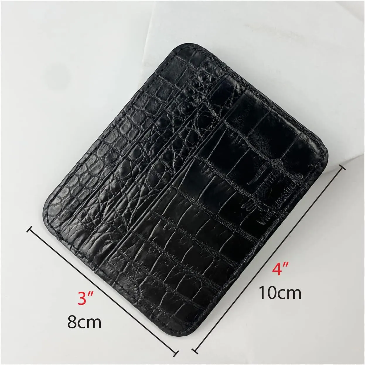 Black Minimalist Credit Card Holder Alligator Leather RFID Blocking Slim Front Pocket Small Wallet for Men & Women Thin Crocodile Bussiness Travel ID Case Handmade BLACK-CARD-11