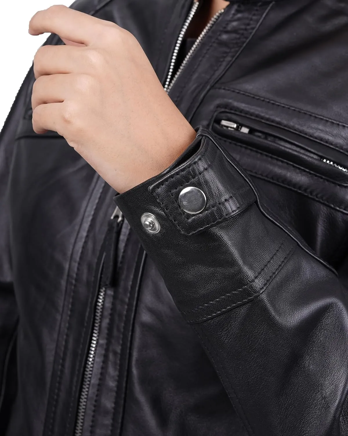 Blingsoul Leather Jacket Women - Quilted Cafe Racer Style Womens Leather Jackets