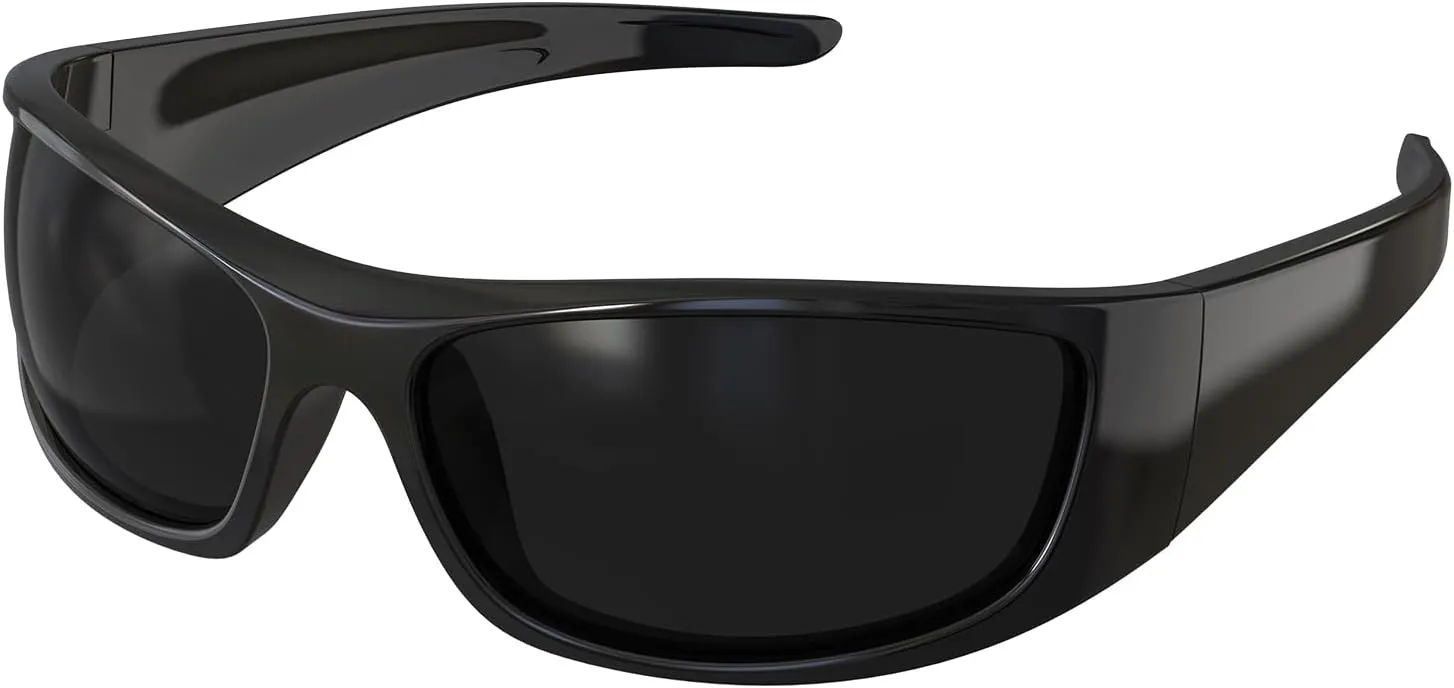 Bloomoak Super Dark Lens Black Polarized Sunglasses | Wrap Around Sport Sunglasses Unisex | UV400 | CAT 4 | For Photophobia