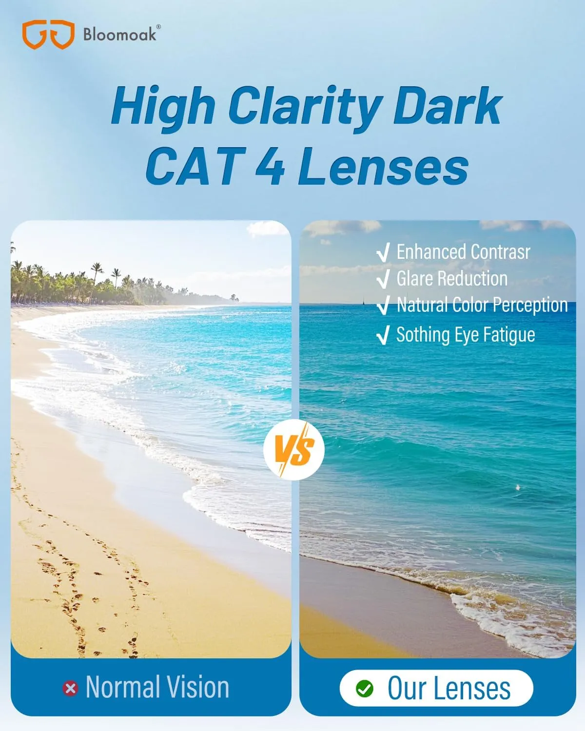 Bloomoak Super Dark Lens Black Polarized Sunglasses | Wrap Around Sport Sunglasses Unisex | UV400 | CAT 4 | For Photophobia