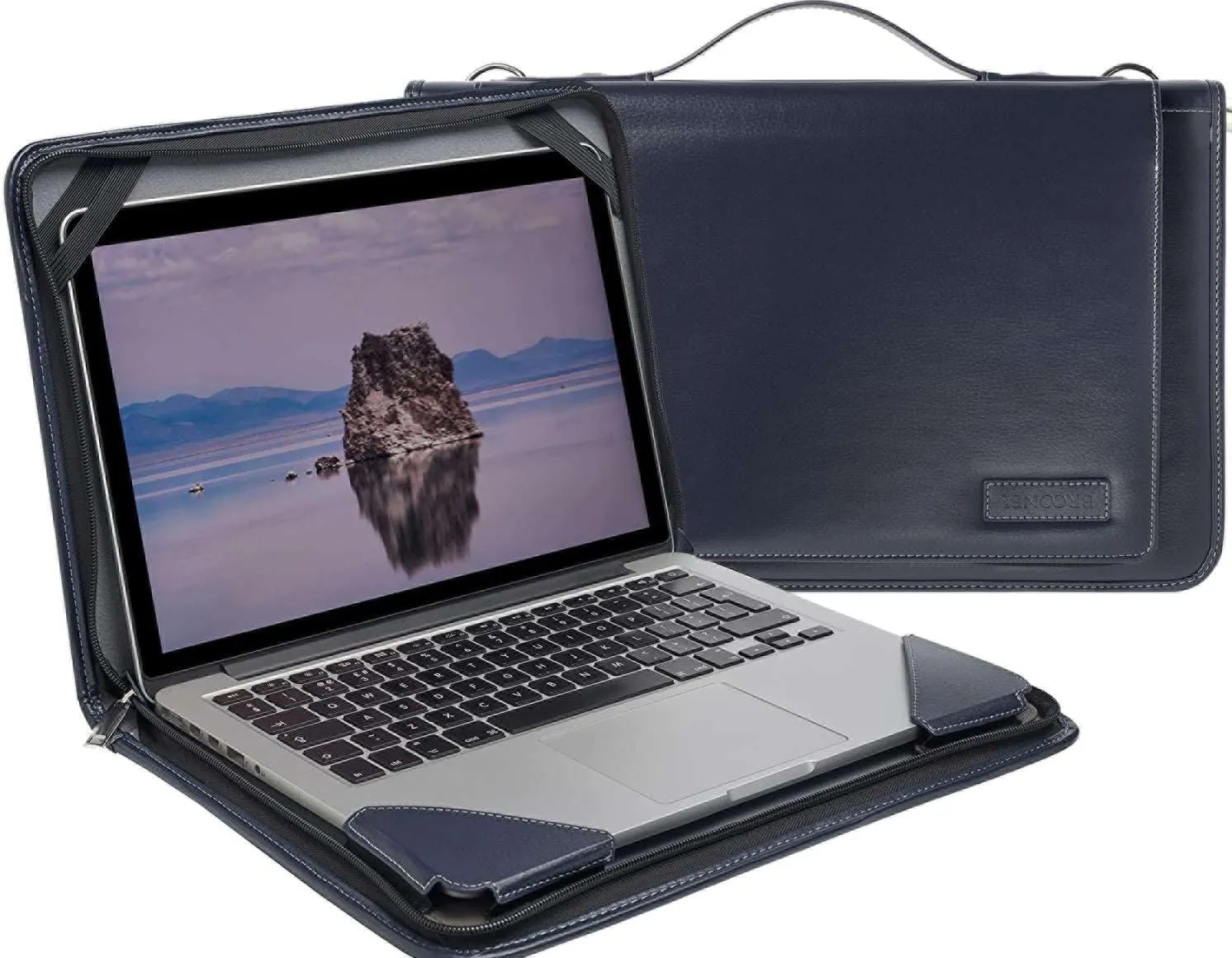 Blue Leather Laptop Messenger Case - Compatible with Gateway Touchscreen 11.6 HD 2-in-1 Convertible Laptop