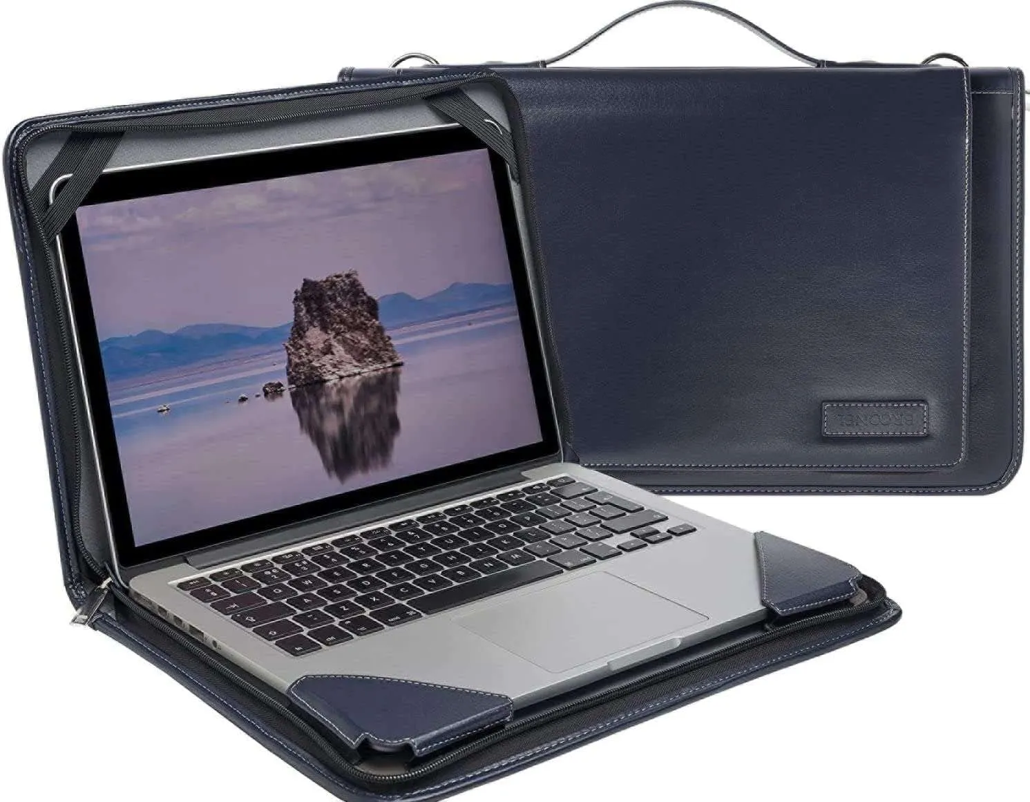 Blue Leather Laptop Messenger Case - Compatible with Lenovo 14w Gen 2 14" Winbook