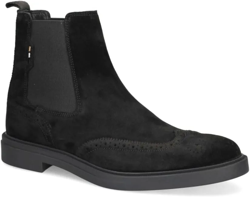 BOSS Men's Calev Black Suede Leather Boots (Black, US Footwear Size System, Adult, Men, Numeric, Medium, 7)