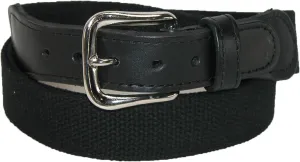 Boston Leather Men's Cotton Web Belt with Leather Tabs, 40, Black