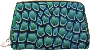 BREAUX Alligator Skin Print Leather Portable Cosmetic Bag, Portable Cosmetic Clutch Bag, Leather Cosmetic Bag (Small)