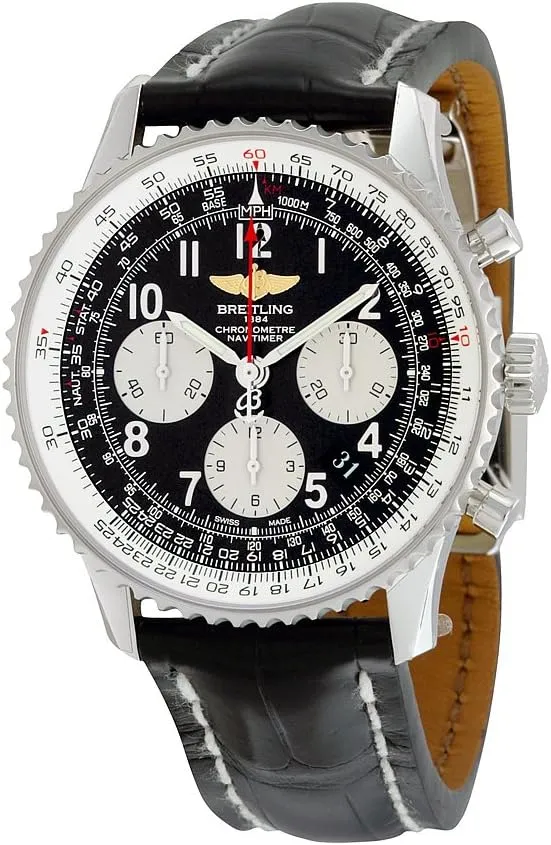 Breitling Navitimer 01 Chronograph Black Dial Black Leather Mens Watch AB012012/BB02BKCD
