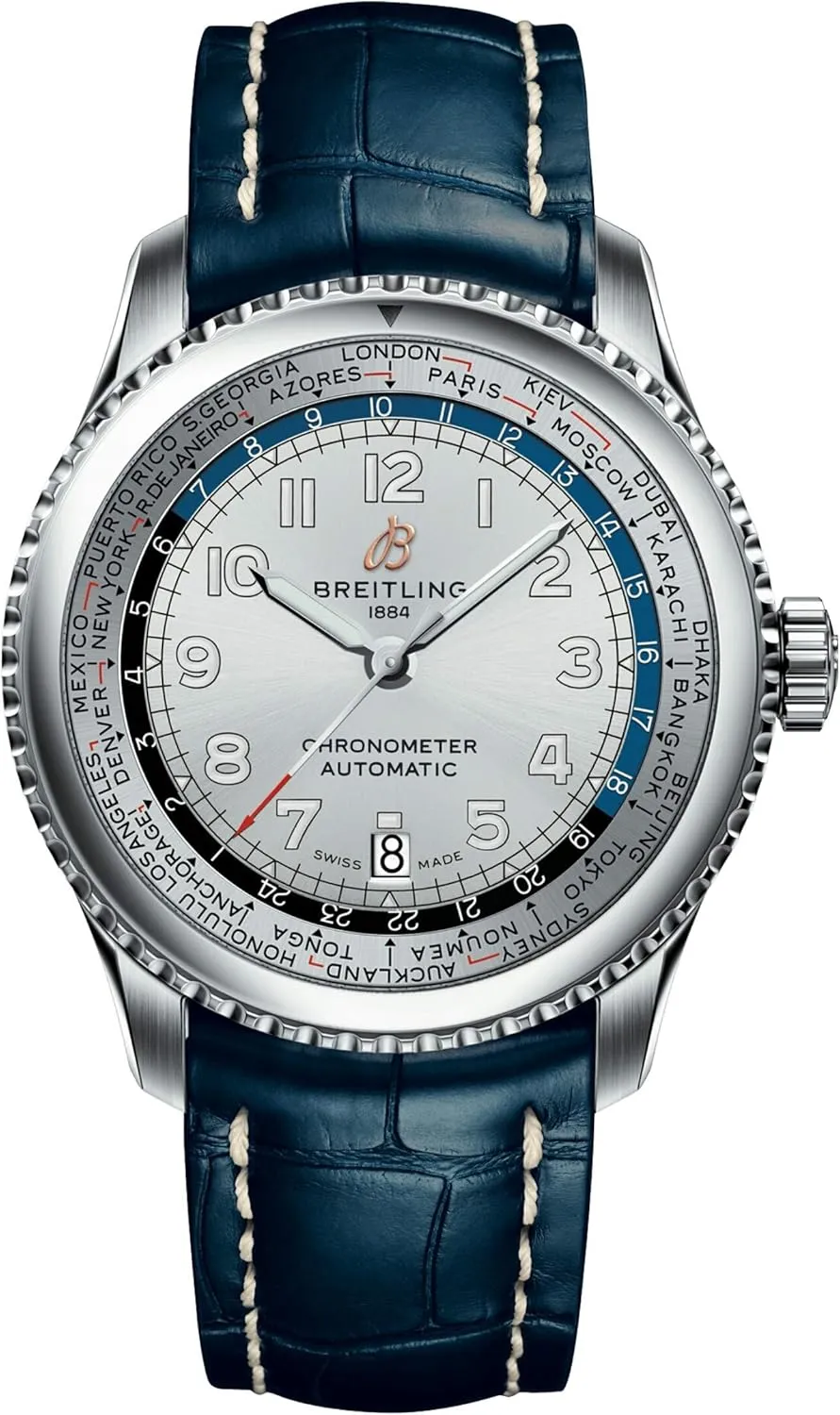 Breitling Navitimer 8 Unitime Automatic 43 mm Silver Dial Men's Watch AB3521U01G1P2