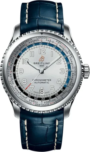 Breitling Navitimer 8 Unitime Automatic 43 mm Silver Dial Men's Watch AB3521U01G1P2